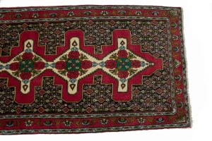 Vintage Red Floral 3X12'5 Bidjar Sanneh Persian Runner Rug