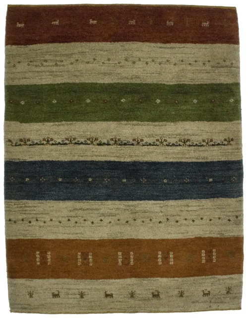 Multicolored Stripes 4X5 Gabbeh Persian Rug