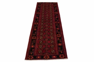 Vintage Red Tribal 4X11 Balouch  Persian Runner Rug