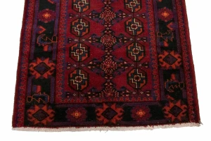 Vintage Red Tribal 4X11 Balouch  Persian Runner Rug
