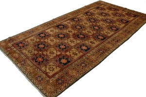 Vintage Beige Geometric 5X10 Meshkin Persian Runner Rug