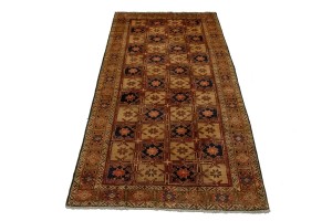 Vintage Beige Geometric 5X10 Meshkin Persian Runner Rug