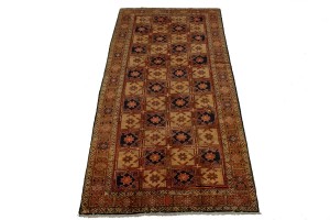 Vintage Beige Geometric 5X10 Meshkin Persian Runner Rug