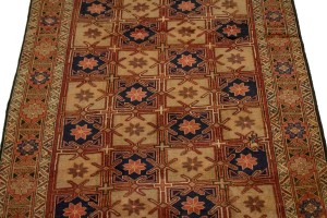 Vintage Beige Geometric 5X10 Meshkin Persian Runner Rug