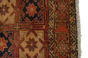 Vintage Beige Geometric 5X10 Meshkin Persian Runner Rug