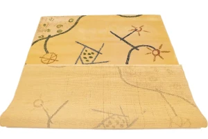 Golden Beige Abstract 5'3X7'4 Machine-Made Modern Rug