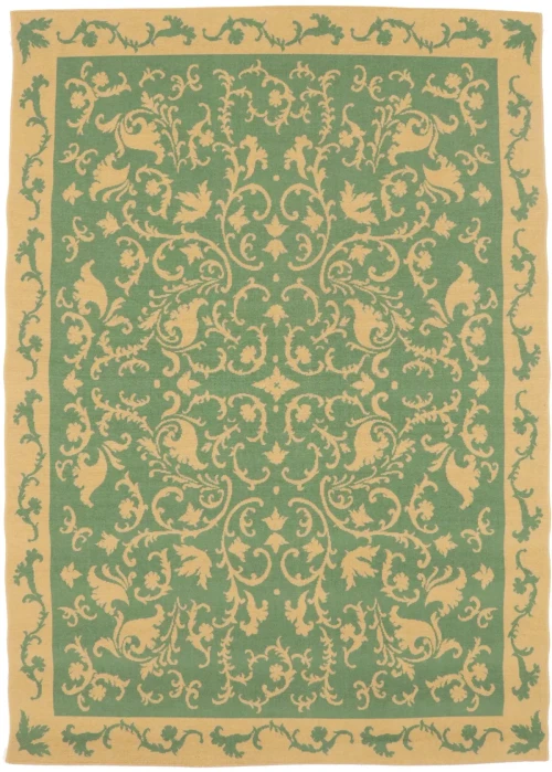 Green Floral Machine-Made 6X8 Modern Rug