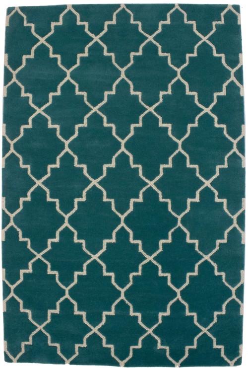 Teal Trellis 5X8 Hand-Tufted Modern Rug