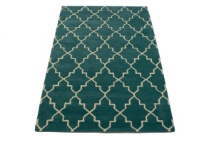 Teal Trellis 5X8 Hand-Tufted Modern Rug