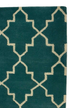 Teal Trellis 5X8 Hand-Tufted Modern Rug
