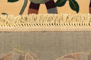 Beige Floral Machine-Made 5X8 Modern Rug
