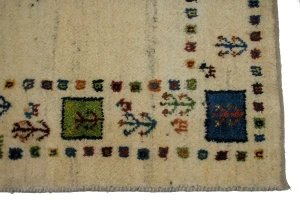 Vintage Cream Tribal 4X6 Gabbeh Persian Rug