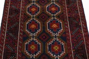 Vintage Red Tribal 3'3X6'6 Balouch Persian Rug