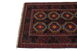 Vintage Red Tribal 3'3X6'6 Balouch Persian Rug
