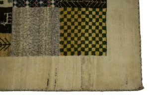 Cream Tribal 3'6X5'4 Gabbeh Persian Rug
