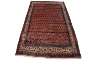 Vintage Orange-red Tribal 4X7 Botemir Persian Rug