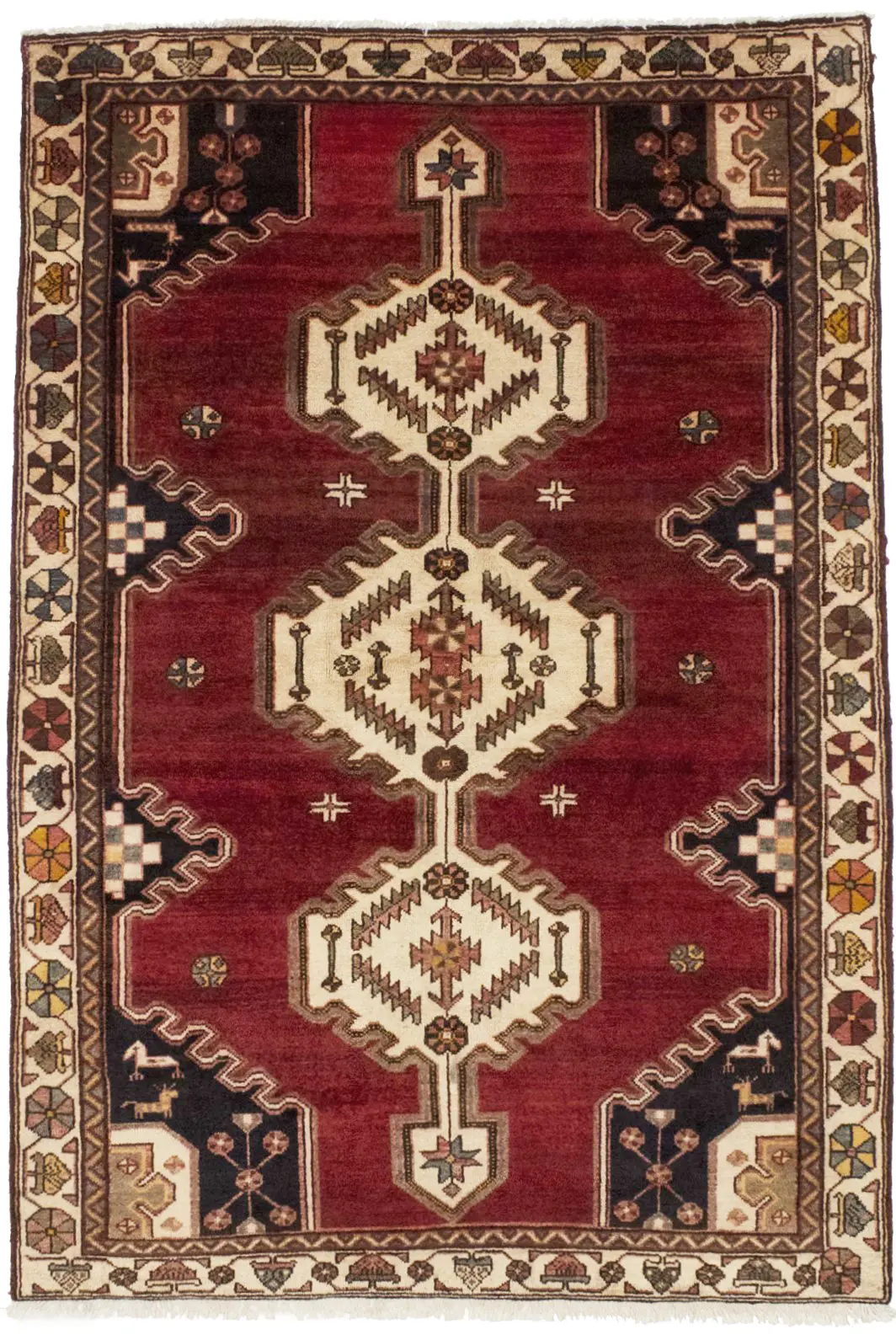 Vintage Red Tribal 4'6X6'8 Mazlaghan Persian Rug