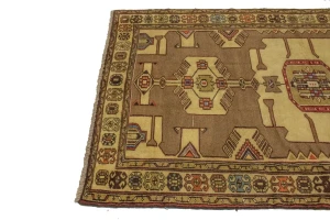 Vintage Khaki Tribal 4X7 Hamedan Persian Rug