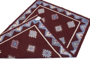 Wine Red Geometric Tribal Kilim 4X6 Chinese Oriental Rug