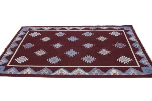 Wine Red Geometric Tribal Kilim 4X6 Chinese Oriental Rug