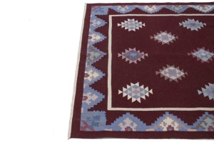 Wine Red Geometric Tribal Kilim 4X6 Chinese Oriental Rug