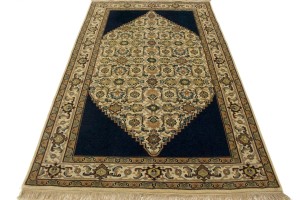 Dark Navy Geometric Floral 5X8 Indo-Bidjar Oriental Rug