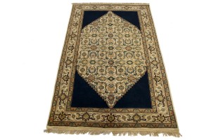 Dark Navy Geometric Floral 5X8 Indo-Bidjar Oriental Rug