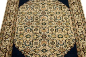 Dark Navy Geometric Floral 5X8 Indo-Bidjar Oriental Rug