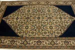 Dark Navy Geometric Floral 5X8 Indo-Bidjar Oriental Rug