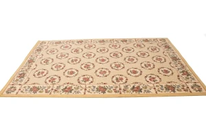 Cream Floral Machine-Made 5'5X8'6 Modern Rug