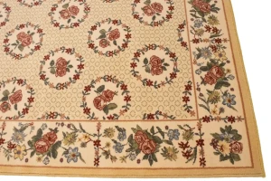 Cream Floral Machine-Made 5'5X8'6 Modern Rug