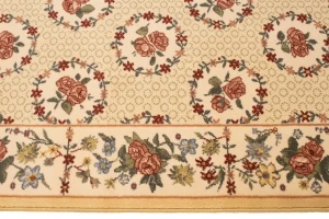 Cream Floral Machine-Made 5'5X8'6 Modern Rug
