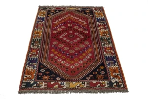 Red Tribal 4X6 Shiraz Persian Rug