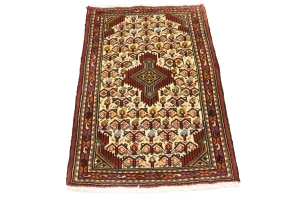 Cream Vintage Tribal 2'2X3'5 Geometric Oriental Persian Rug