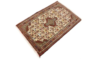 Cream Vintage Tribal 2'2X3'5 Geometric Oriental Persian Rug