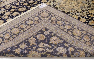 Vintage Dark Navy Traditional 11'6X17'4 Kashan Persian Rug
