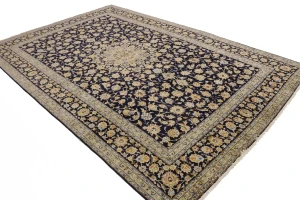 Vintage Dark Navy Traditional 11'6X17'4 Kashan Persian Rug