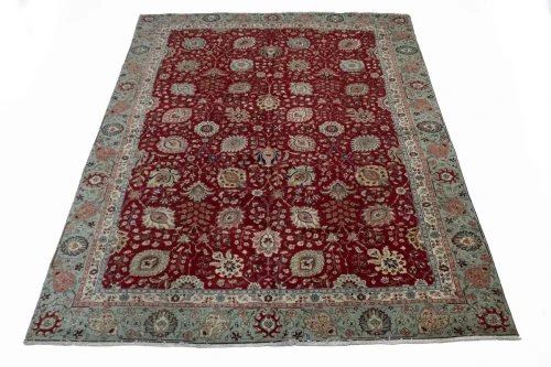 Vintage Red Traditional 9X13 Tabriz Persian Rug