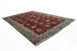 Vintage Red Traditional 9X13 Tabriz Persian Rug