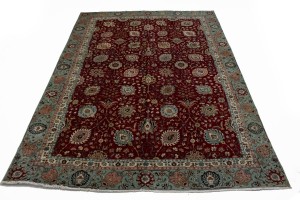 Vintage Red Traditional 9X13 Tabriz Persian Rug