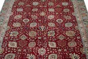 Vintage Red Traditional 9X13 Tabriz Persian Rug