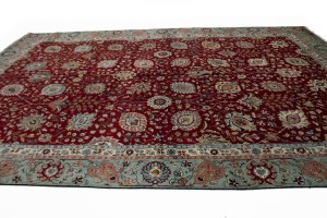 Vintage Red Traditional 9X13 Tabriz Persian Rug