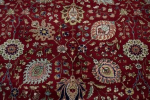Vintage Red Traditional 9X13 Tabriz Persian Rug