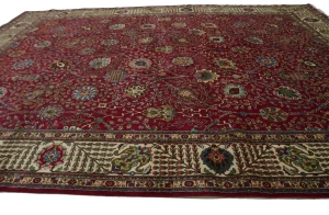 Vintage Fuchsia-Rose Traditional 11X15 Tabriz Persian Rug