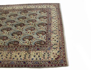 Semi Antique Cream Floral 7X11 Kashan Boteh Persian Rug