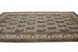 Semi Antique Cream Floral 7X11 Kashan Boteh Persian Rug