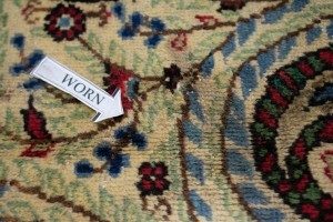 Semi Antique Cream Floral 7X11 Kashan Boteh Persian Rug