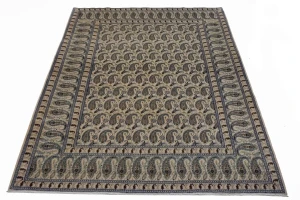 Semi Antique Beige Floral 7'4X10'5 Kashan Boteh Persian Rug