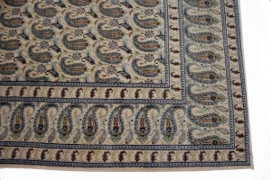 Semi Antique Beige Floral 7'4X10'5 Kashan Boteh Persian Rug