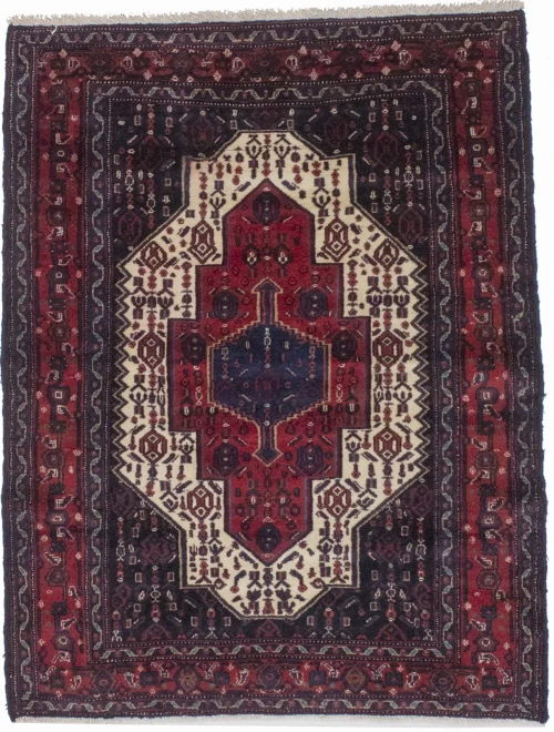 Vintage Red Geometric 4X5 Bidjar Persian Rug